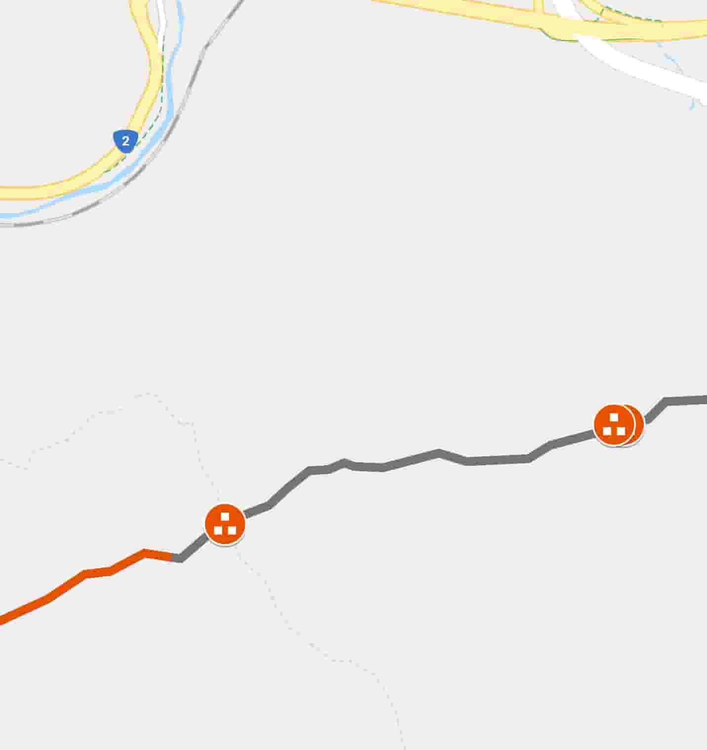 大山峠付近の地図（Googleマップ）